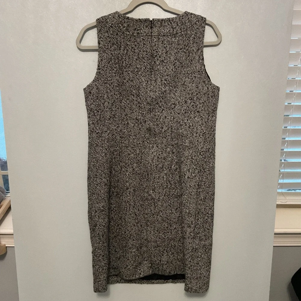 MICHAEL KORS‎ Tweed Sheath Dress Black White Sleeveless Button Detail Size 10